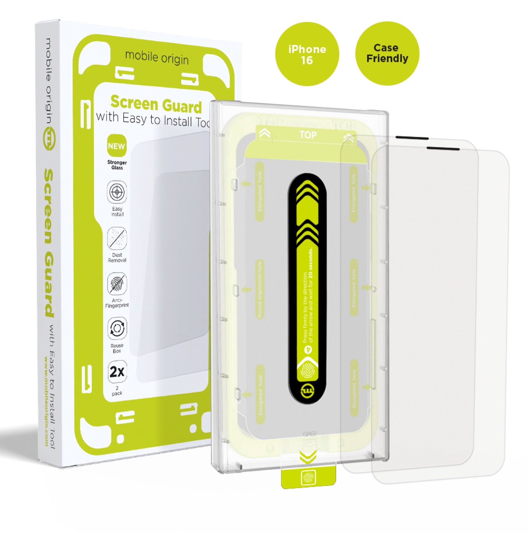 2x vetro temperato per iPhone 16 - Mobile Origin Screen Guard pellicola protettiva in vetro temperato